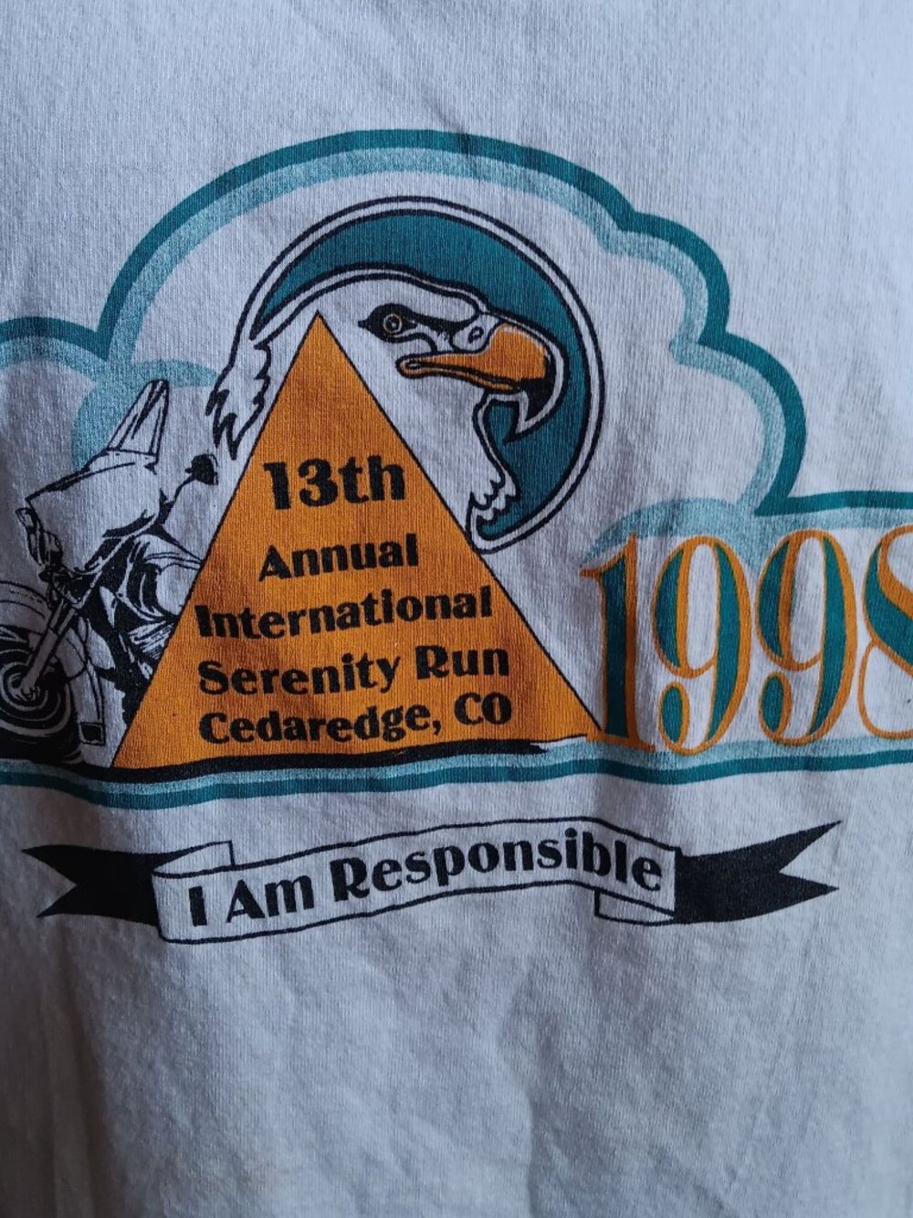 True Vintage T-Shirt Single Stitch Medium 80s Colorado 1998 Biker AA Recovery